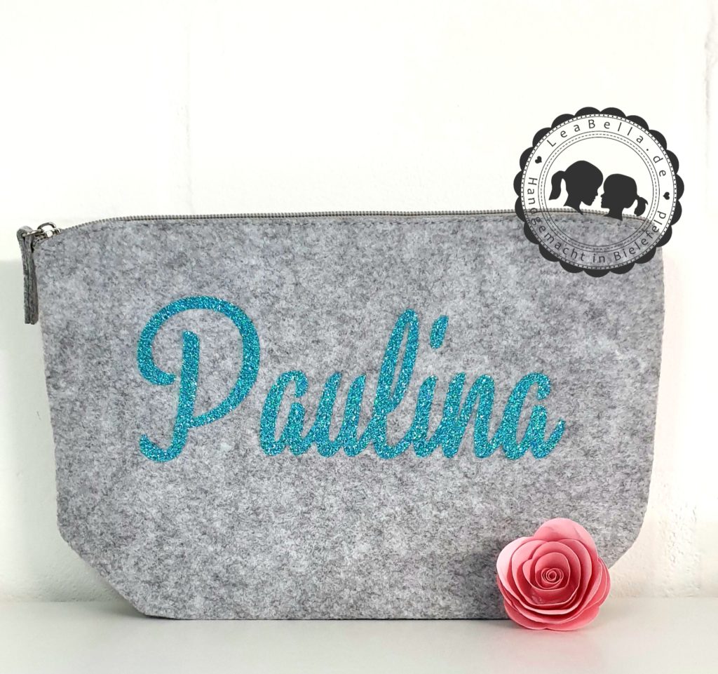 Filzkosmetiktasche mit Glitzernamen